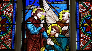 religious icon stain glass window, church, stained glass, window