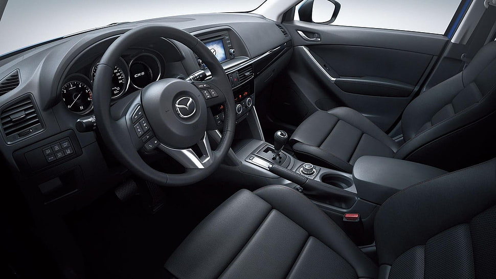 black Mazda car dashboard, car, Mazda HD wallpaper