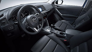 black Mazda car dashboard, car, Mazda
