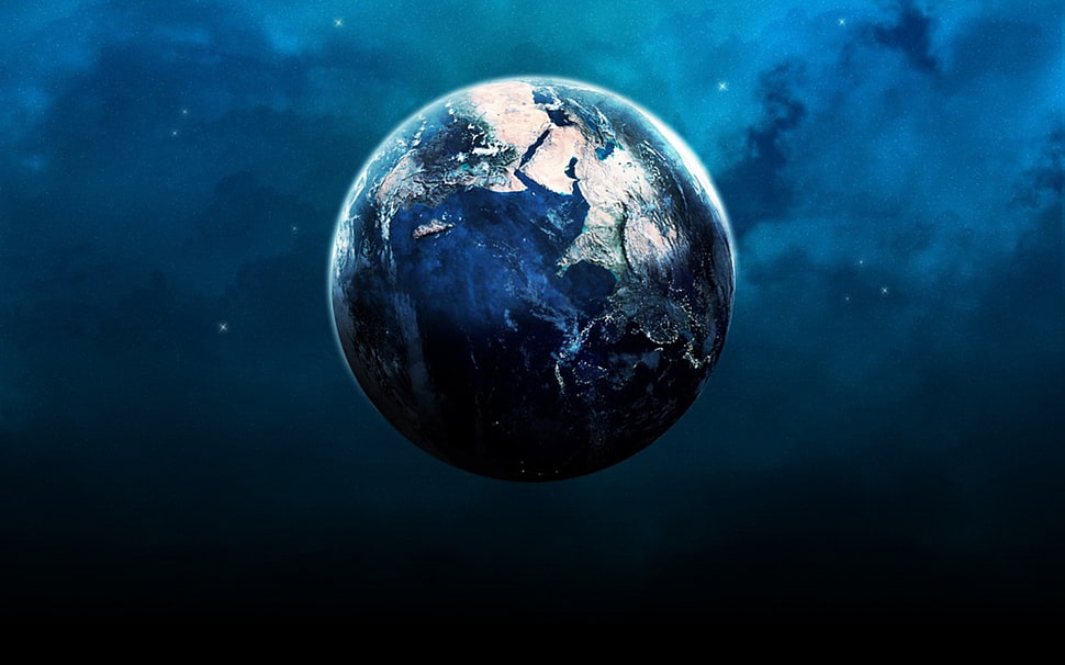 planet earth digital wallpaper, space, planet, digital art, space art HD wallpaper