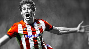 men's white and orange Umbro Petronor soccer jersey, Athletic Bilbao, Fernando Llorente, men HD wallpaper
