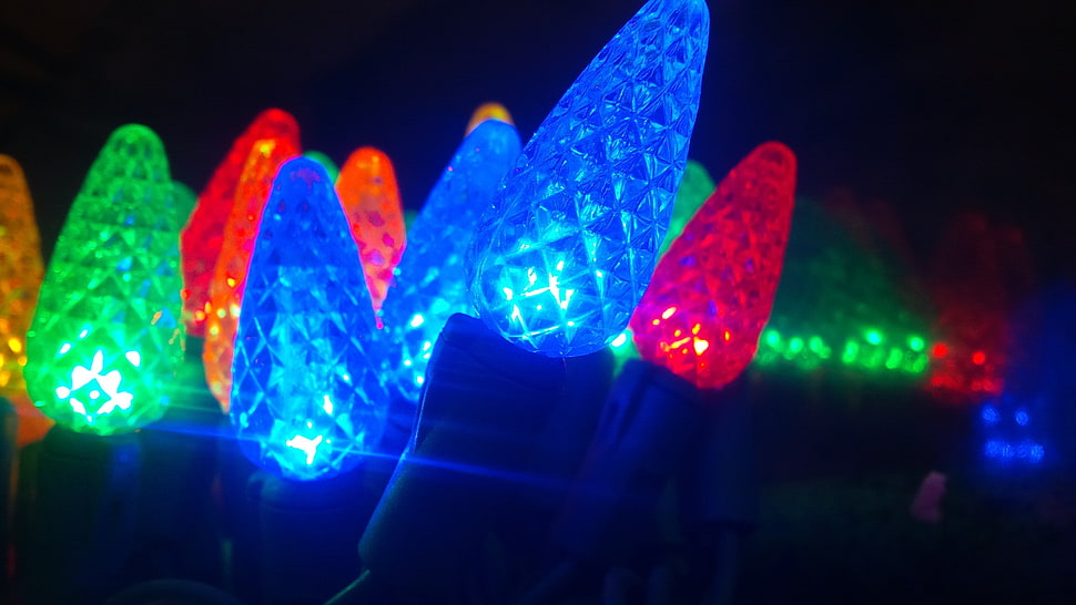 assorted-color string lights, LEDs, Christmas HD wallpaper