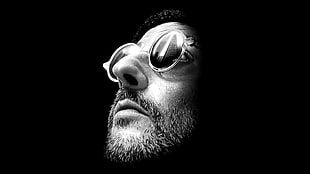 grayscale photo of man wearing sunglasses painting HD wallpaper