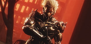 man in gray and black armor digital wallpaper, video games, artwork, Metal Gear Rising: Revengeance