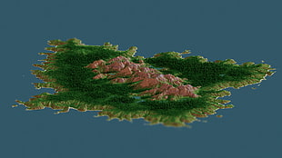 green and brown island, Minecraft, render, Chunky, island