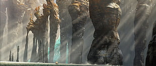 gray concrete arch formations, How to Train Your Dragon 2, concept art, rock formation, ship