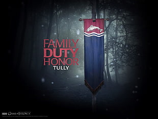 Family Duty Honor Tully Game of Thrones, Game of Thrones, House Tully, sigils HD wallpaper