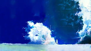 white and blue abstract painting, clouds, anime, Tokyo Ghoul HD wallpaper