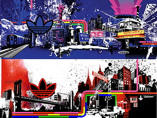 blue and red Adidas logo photo collage