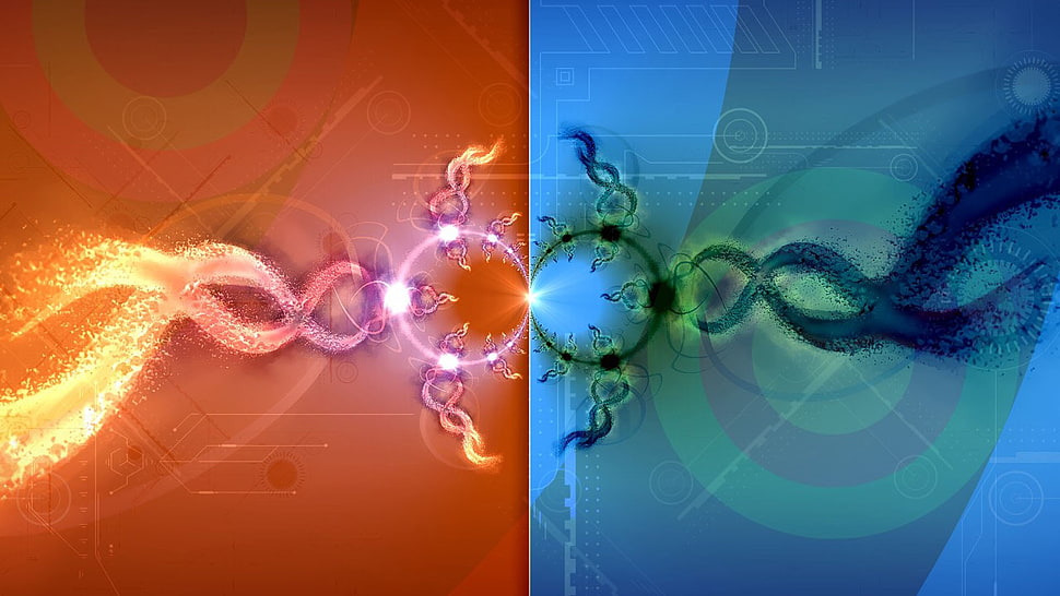 orange and blue digital wallpaper, abstract HD wallpaper