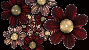 red petaled flower digital wallpaper