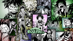 anime manga collage, Boku no Hero Academia, Midoriya Izuku, manga
