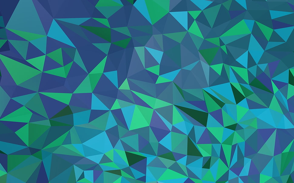 green and blue abstract art, low poly, simple HD wallpaper