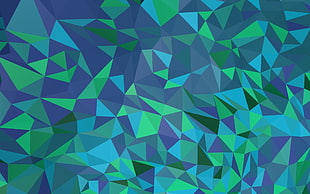 green and blue abstract art, low poly, simple