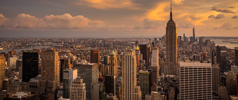 city skyline, New York City, Manhattan, morning, Empire State Building HD wallpaper