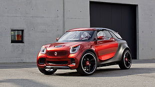 red and black Mini Cooper, Smart Forstar, car