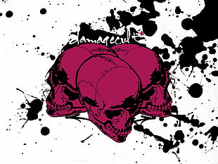 pink and black skull graphic art