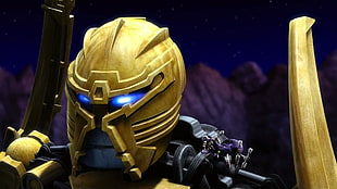 gold robot, Bionicle , mask, Mata Nui