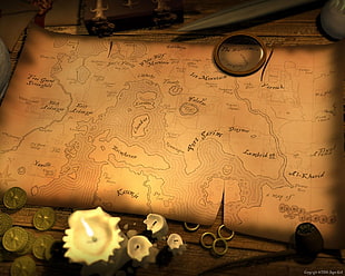 brown and black map illustration