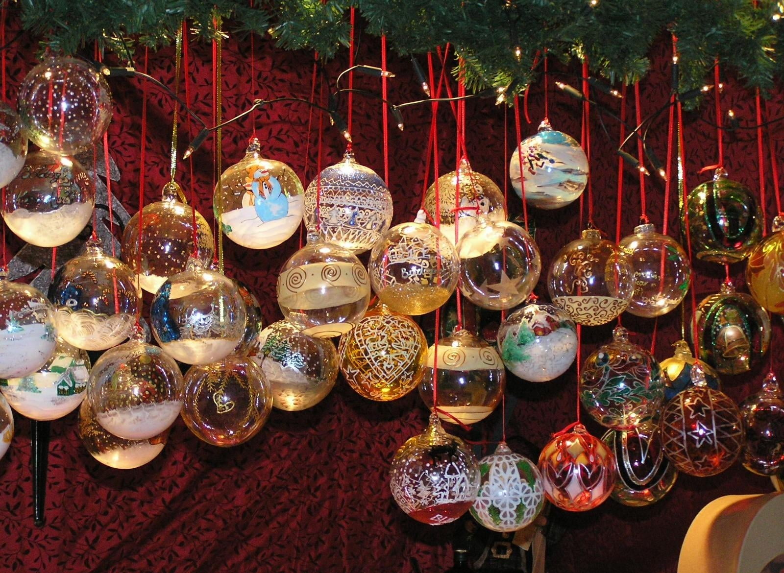 glass Christmas baubles hanging decor