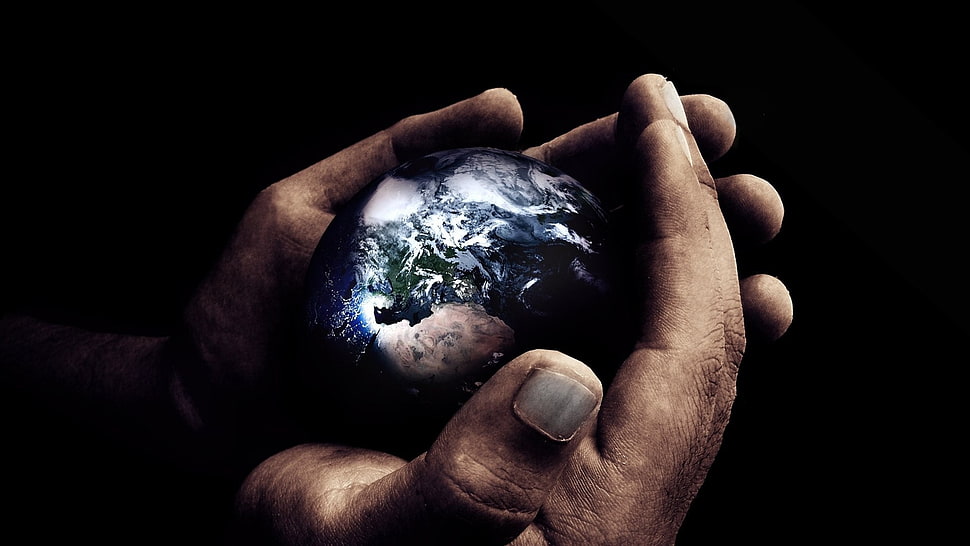 earth scale model, Earth, hands HD wallpaper