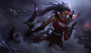 Diana (League of Legends), chinese new year, sword, Blood moon