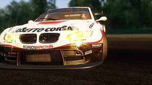 white and black BMW car, Assetto Corsa, car, video games, downsampling