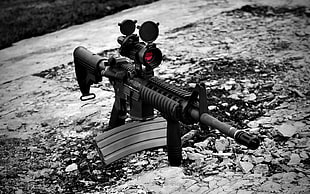 black rifle, selective coloring, M4A4, rifles, weapon HD wallpaper