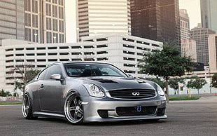 photography of silver Infiniti coupe