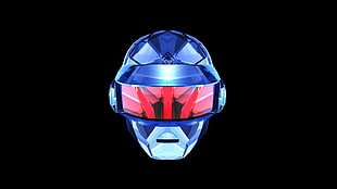 blue and red helmet, Daft Punk, music, silver, pink