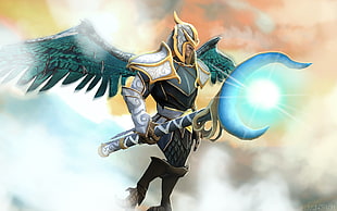 Angel with armor and wand HD wallpaper
