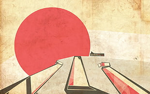 red and black table lamp, quote, artwork, geometry