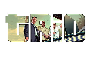 Grand Theft Auto Five Big Trio illustration, Grand Theft Auto V, transparent background, Grand Theft Auto, typography