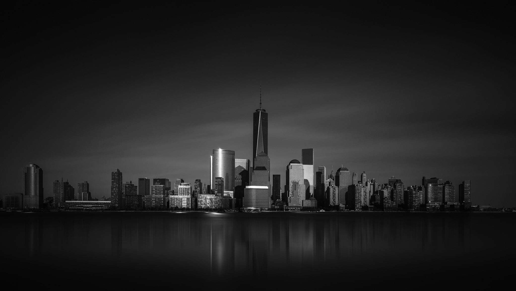 city, New York City, monochrome