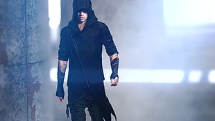 man in black hoodie HD wallpaper