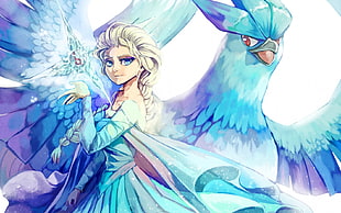 Princess Elsa illustration, Princess Elsa, Articuno, Frozen (movie), crossover