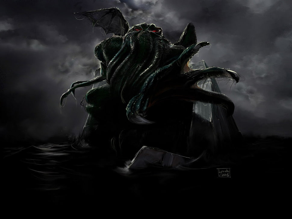 horror, Cthulhu, Cthulu, dark HD wallpaper