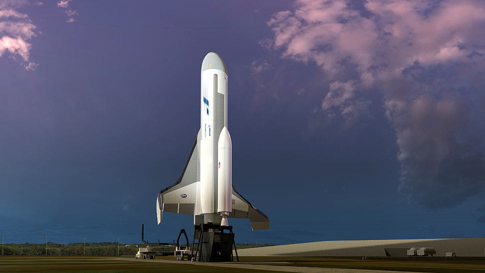 white and gray space shuttle on standby HD wallpaper
