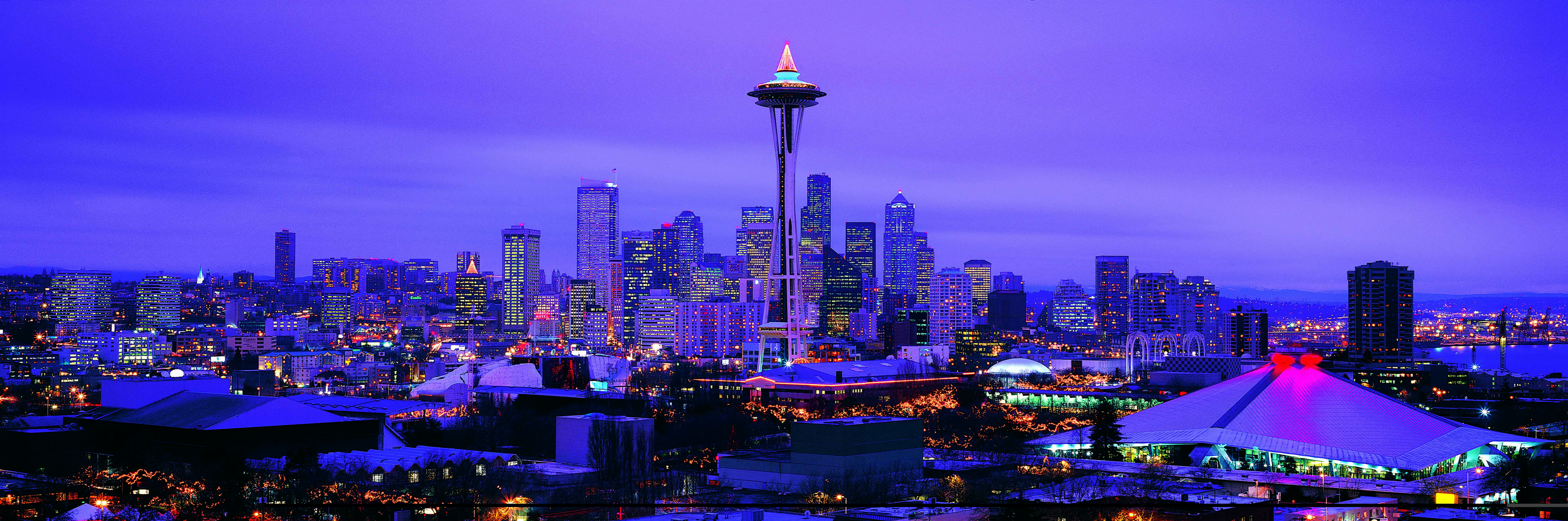 cityscape of space needle tower, american