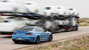 blue BMW coupe, BMW, BMW 650i, Vossen, Prior Design