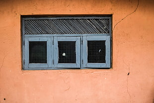 blue wooden window, architecture, wall, window, cracked HD wallpaper