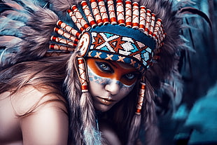 female Native American Indian illustration HD wallpaper