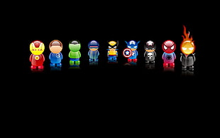 Marvel Superheroes icons, Iron Man, digital art, minimalism, Spider-Man
