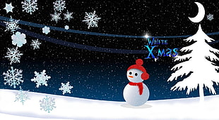 Snowman illustration with white Xmas text