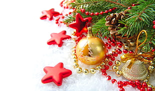 gold Christmas bauble, Christmas, New Year, decoration