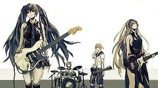 four brown female anime characters wallpaper, anime, Vocaloid, Hatsune Miku, Megurine Luka