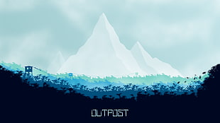 Outpost logo, Photoshop, digital art, landscape, low poly