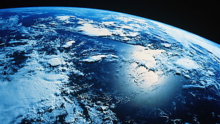 white and blue planet, Earth