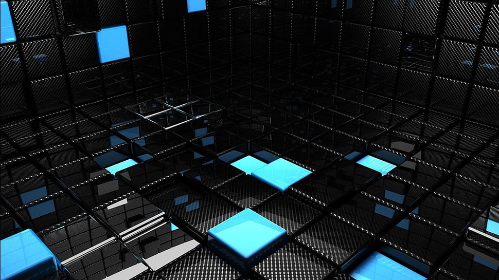 black and blue geometric shape graphics HD wallpaper