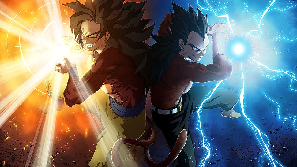 Son Goku and Vegeta Super Saiyan 4 wallpaper HD wallpaper